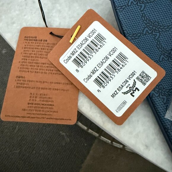 MCM Blue Canvas and leather Triangle Shoulder Bag - Picture 9 of 14